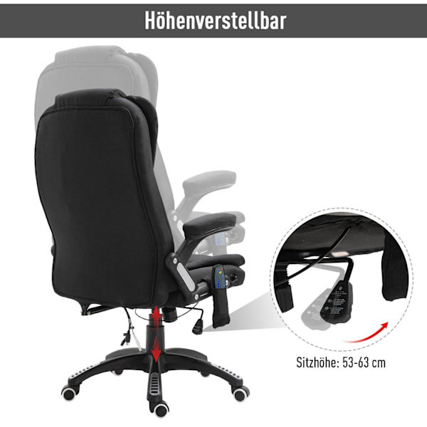 Rootz Executive Chair - Svart - Linne, Skum, Nylon - 26,38 cm x 26,38 cm x 49,6 cm