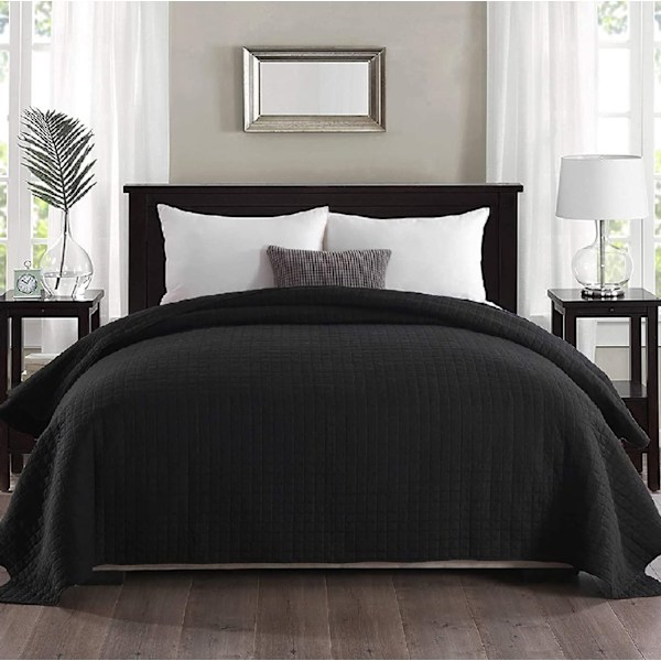 Rootz Premium sängöverdrag - Lyxigt täcke - Snyggt överkast - Elegant filt - Mysigt överdrag - Chic täcke - Svart - 240x260cm