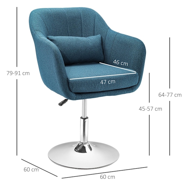 Rootz Lounge -tuoli - rentoutumistuoli - nukkuva tuoli - Lannerangan tuki - 60L x 60W x 79-91H CM - Sininen