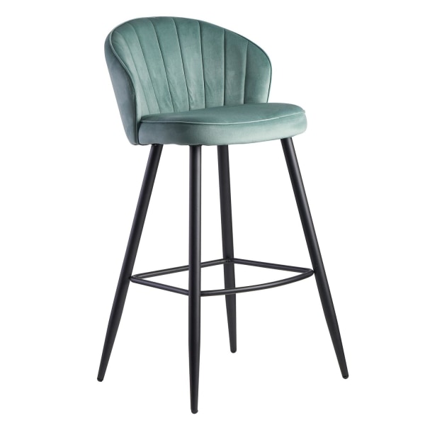 Rootz barstol fløjl lysegrøn skammel med ryglæn 56x102,5x52,5 cm
