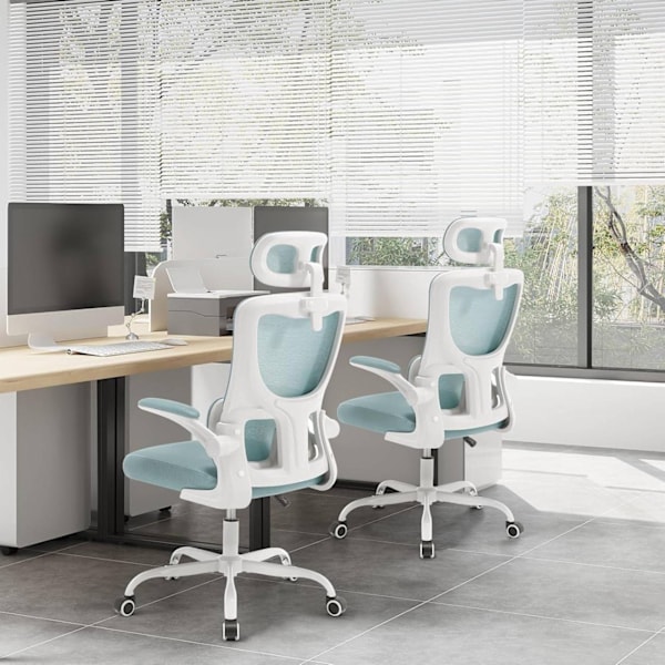 Rootz Ergonomic Office Chair - Mesh Skrivbordsstol - Svankstöd - Gungfunktion - Justerbart nackstöd - 62cm x (116-123,5)cm x 69,5cm