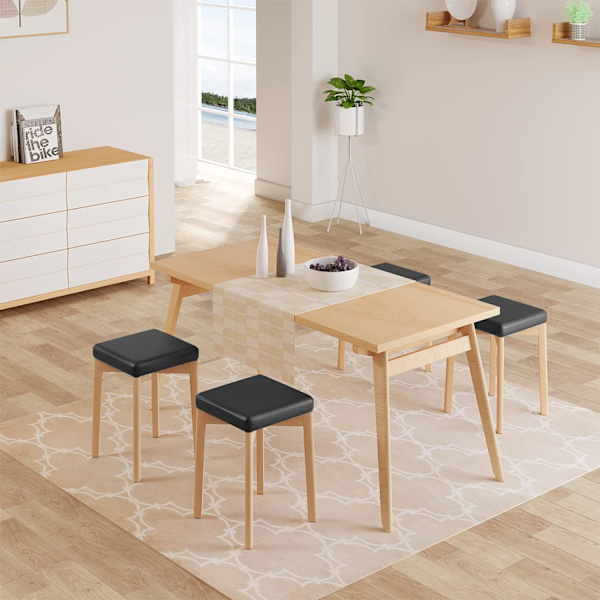 Matstol Rootz - Sittplatser i trä - Kökspall - Inredning i bokträ - Hemmastol - Stapelbar sits - Rumsmöbler - Träkorn + Svart - 18,3x18,1x6,5 tum