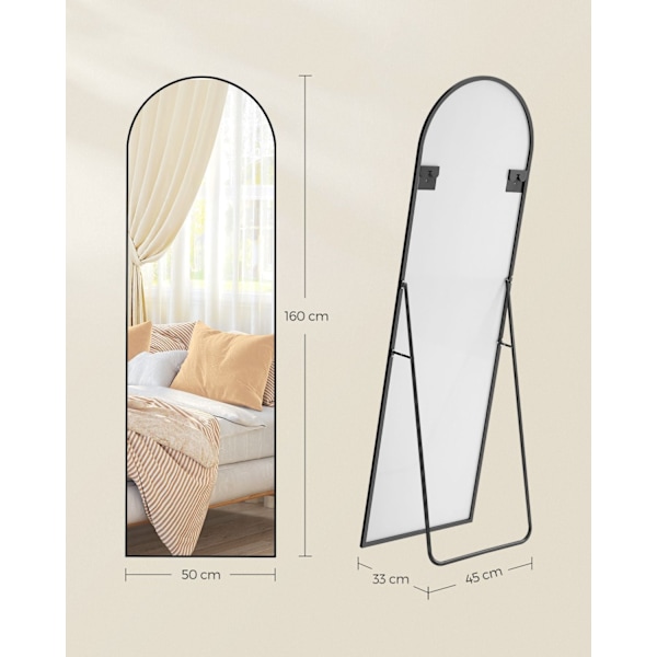 Rootz Fullängdsspegel Curved Ink Svart - Ståspegel - Golvspegel - Härdat glas - Aluminiumlegering - 160 cm x 50 cm