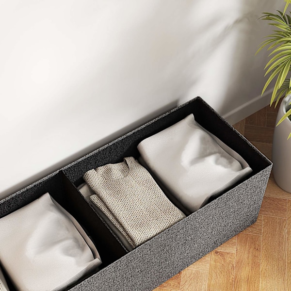 Rootz Footestool Storage Ottoman - Foldbar bänk - Seat Chest - Mjuk stoppning - 110 cm x 38 cm x 38 cm - Dual 61L -fack - Grå