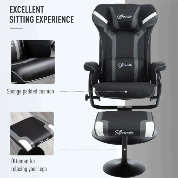 Rootz Relaxation Chair - TV-stol - Stoppad stol - Spelsoffa - Pall - Svart/Grå - 67 x 82,5 x 103 cm