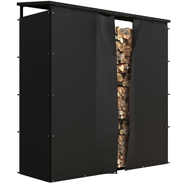 Rootz Vedställ - Vedhållare - Vedförvaring - Stöder 2000 kg - Väderbeständigt lock - 185cm x 62cm x 184cm