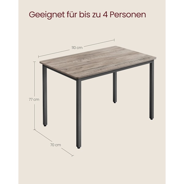 Rootz Spisebord - Greige Meleret - Spånpladestål - 120kg Kapacitet - 70cm x 110cm x 77cm - Monteringsvejledning