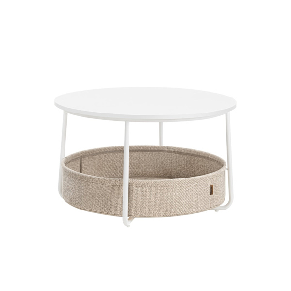Rootz sidebordssæt - endebord - stofkurv - opbevaringsløsning - 75 cm x 45 cm - 71,5 cm x 15 cm - mat hvid - kamelbrun