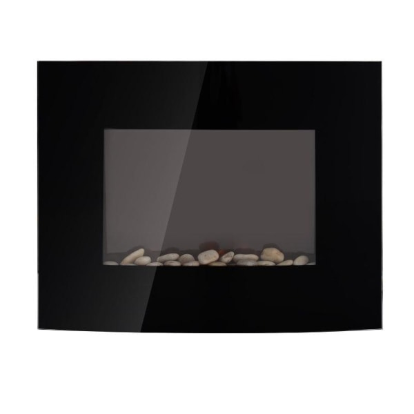 Rootz elektrisk pejseovn - Effektniveauer Justerbar - Farverig og realistisk - LED Flammeeffekt - Rustfrit stål - Sort - 65 X 11,4 X 52 CM