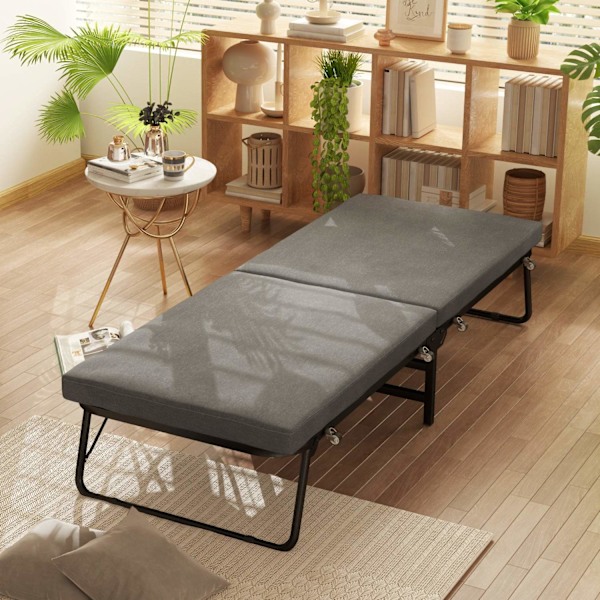 Rootz Folding Bed - Vierasänky - Säädettävä nukkuja - Mukavuuspatja - 190x70cm - 4 pyörää helppoa liikkuvuutta varten