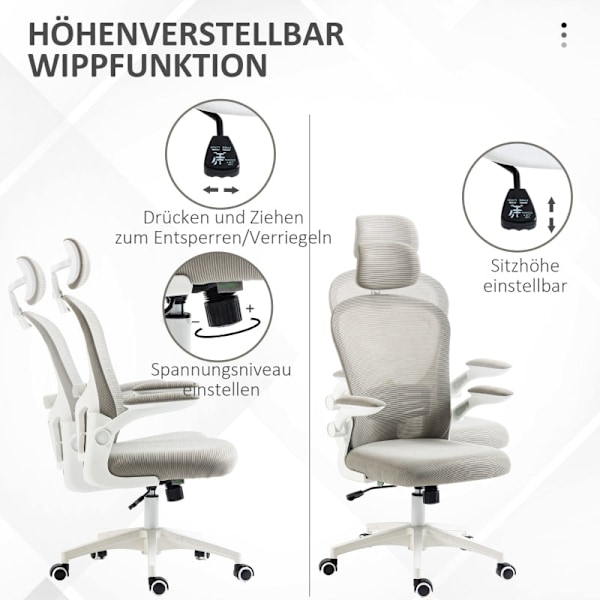 Rootz Kontorstol - Computerstol - Arbejdsstol - Ergonomisk design - 62cm x 64cm x 112-120cm