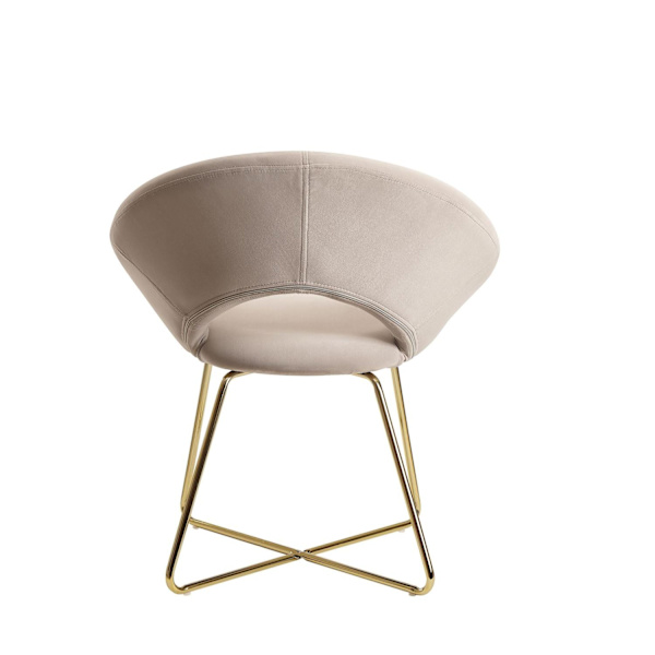 Rootz ruokapöydän samettibeige keittiön tuoli kultaisilla jaloilla - Shell tuolin kangas - metalli - Design verhoiltu tuoli - Tuoli ruokailuhuone verh