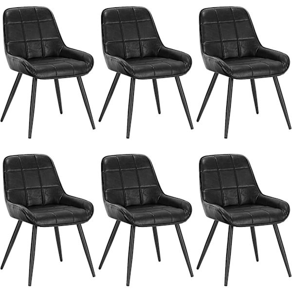 Rootz 6 ruokapöydän tuolin setti - Pehmustetut tuolit - Keinonahkaistuimet - Ergonominen muotoilu - Tukeva ja kestävä - Lattian suojaus - 81,5 cm x 38