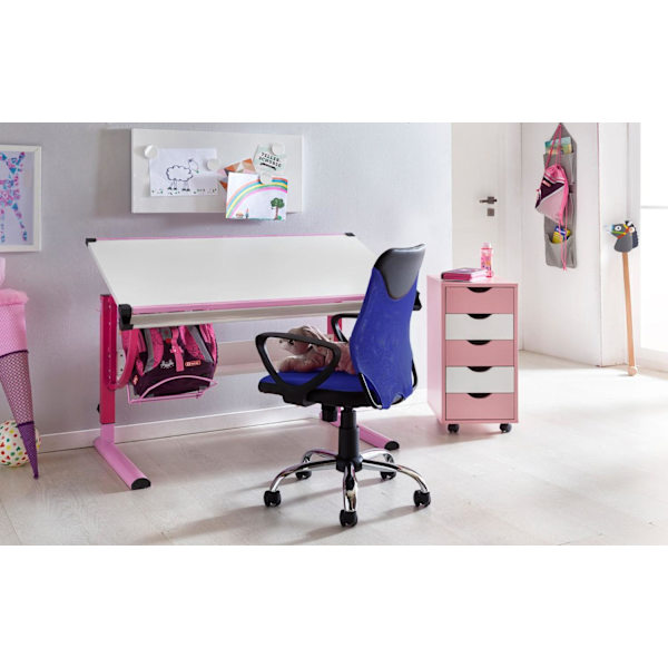 Rootz Barnskrivbord Svart Blå för barn från 6 med ryggstöd Snurrstol för barn Barnstol ergonomisk - Höjdjusterbar stol