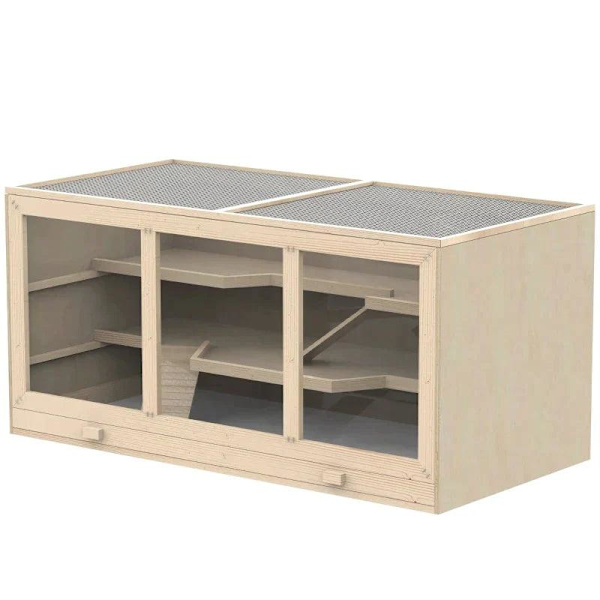 Rootz Hamsterin häkki - Syyrianhamsteri - Hiirirotat - Hiirjyrsijä - Pienet Eläimet Kota - Luonnonpuun väri - 115Px60Lx58K cm