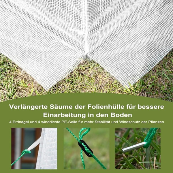 Rootz Premium Large Walk-In drivhus - Havedrivhus - Planteskjul - Vejrbestandigt PE Mesh - Rummeligt 6m² interiør - Robust 19 mm stålramme - 300 cm x