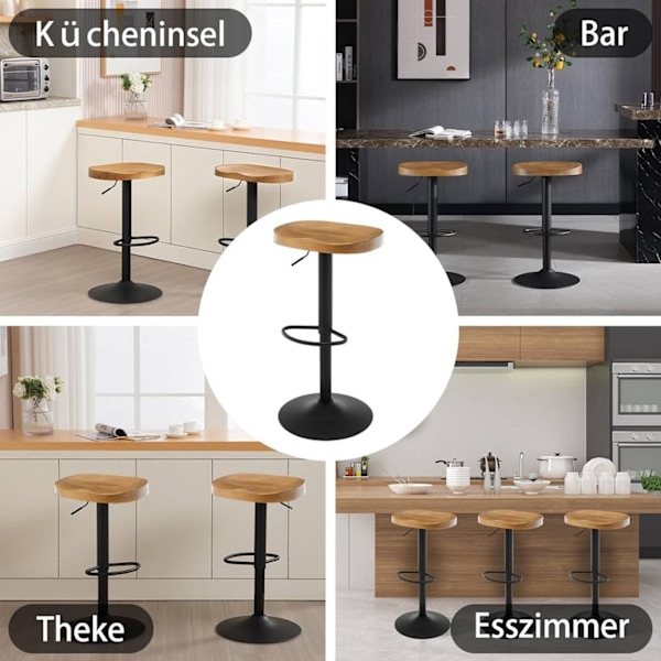 Rootz Barstolsset i trä - Vridbara pallar - Köksstolar - Furu - Vridbar sits - Justerbar i höjdled - 41,5 cm x (60-81 cm) x 31,5 cm