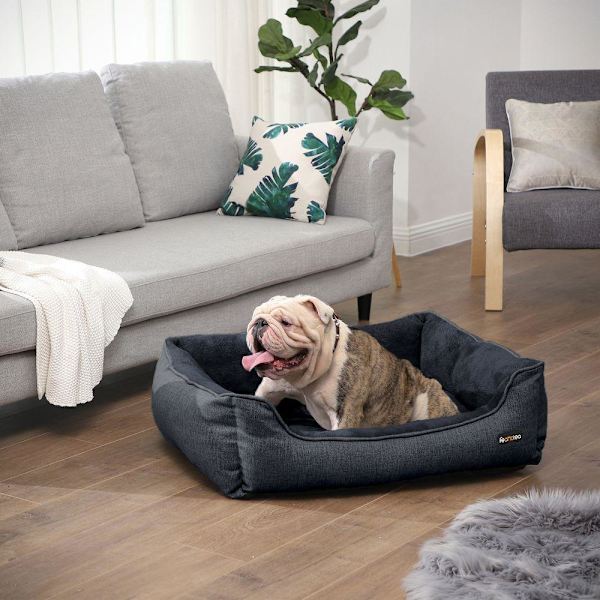 Rootz Hundeseng - Hundeseng til store hunde - Hundesoveseng - Hundehuleseng - Ortopædisk hundeseng - Hundeseng - Imiteret linned - Polyesterstof med k