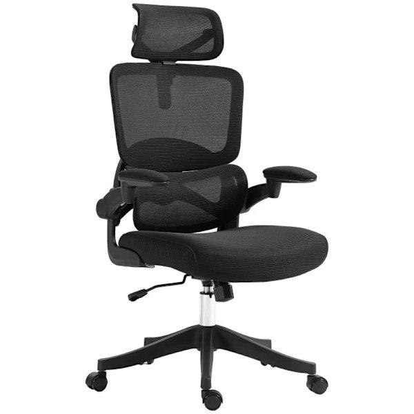 Rootz Kontorsstol - Datorstol - Avslappningsstol - 1 Nackstöd - Fällbara armstöd - Svart - 62cm x 58cm x 133cm