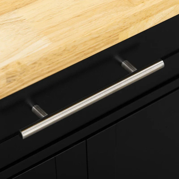 Rootz Köksvagn - Köksö - Serveringsvagn - 1 Kryddställ - 1 Handdukshållare - Gummiträ - Svart - 109L x 40W x 89H cm