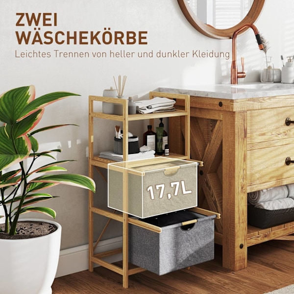 Rootz Bambus vaskeri - Tøjarrangør - Opbevaringsløsning - Rumbesparelse - 44W x 34d x 96H cm