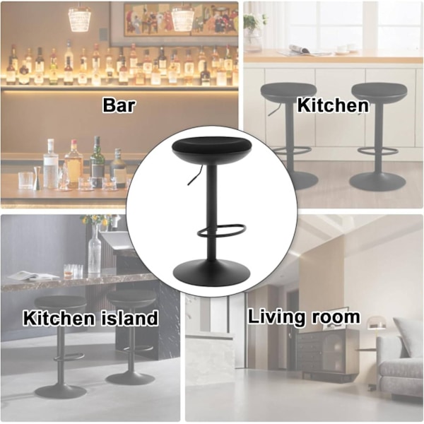 Rootz Swivel Bar Pall Set - Bänkpall - Kökspall - Andas elastiskt tyg - Höjdjusterbar - 41cm x (64-85)cm x 41cm