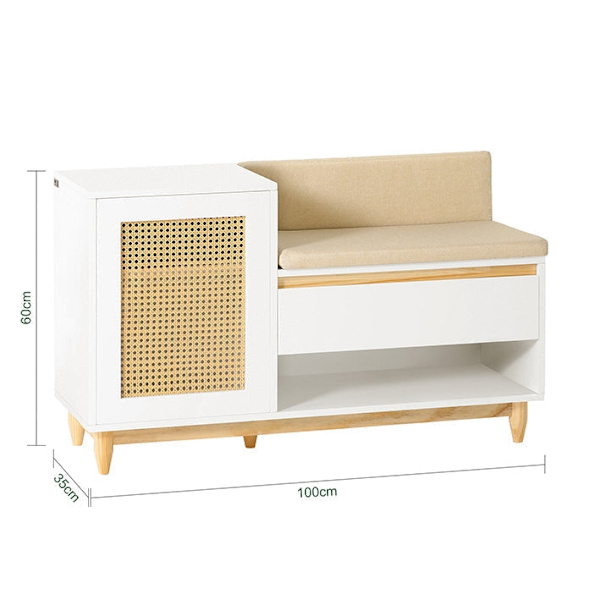 Rootz skoskab med bænk - Entryway Organizer - Opbevaringsenhed - MDF og fyrretræ konstruktion - Justerbar hylde - Formbeskyttelse - Komfortable siddep