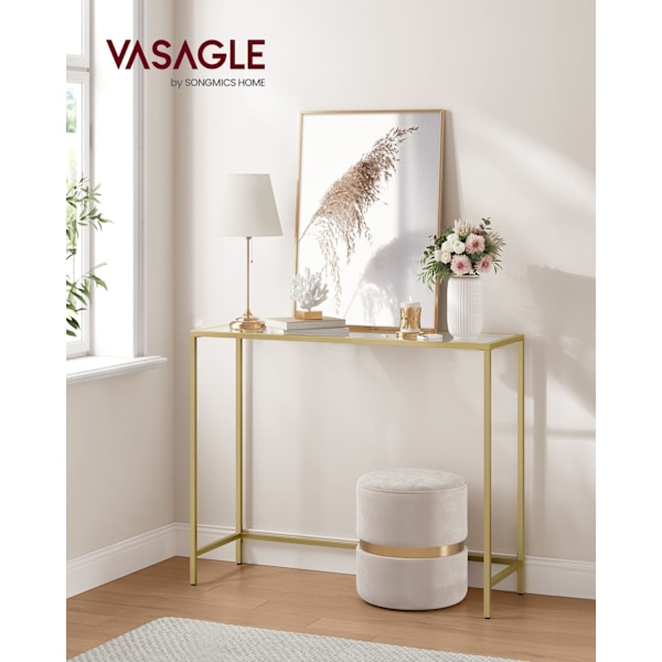 Rootz Glass Steel Console Bord - Lätt guld Transparent - Entrébord - Soffbord - Härdat glas - Robust stålstomme - Modern design - 20cm x 100cm x 80cm