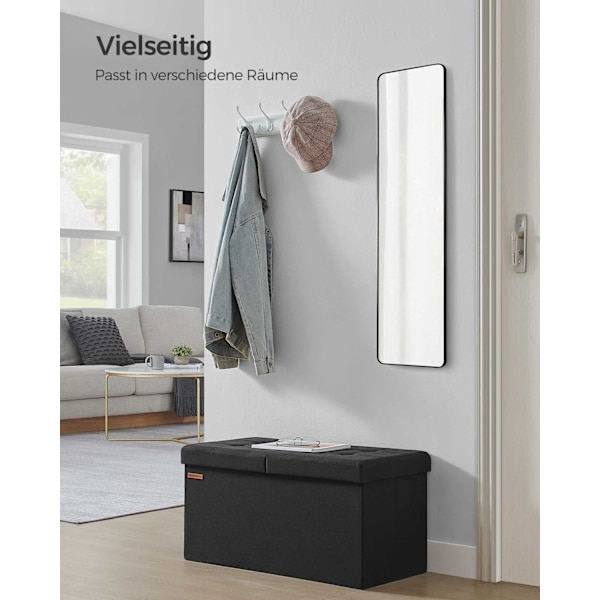 Rootz-istuinarkku - Säilytys ottomaanit - Pehmustettu penkki - MDF-rakenne - Pellavajäljitelmä - Vaahtomuovipehmuste - 38cm x 76cm x 38cm