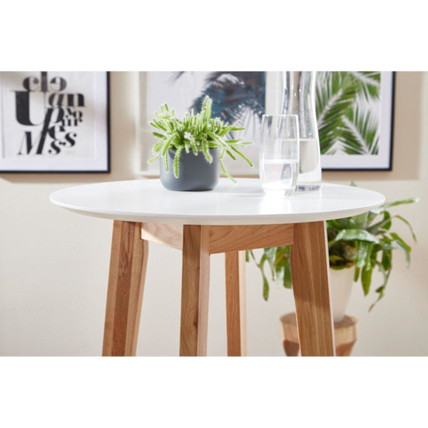 Rootz Ståbord - Barbord - Bistrobord - Højt Bord - Rundt - Skandinavisk - Egetræs - Rundt - Hvid - 60 x 110 x 60 cm