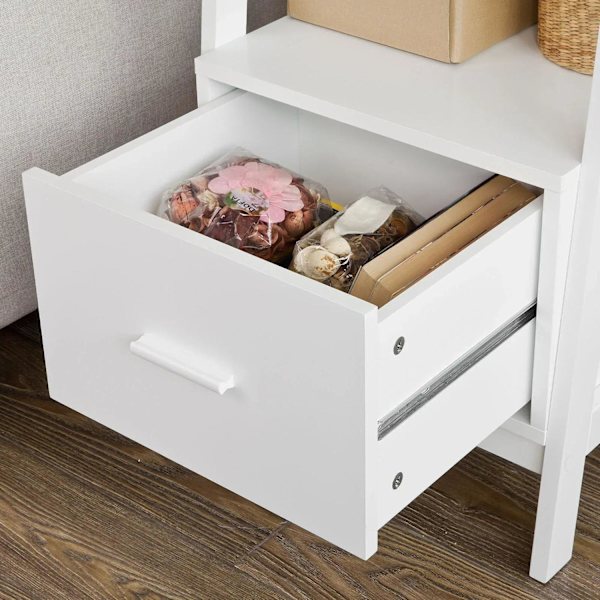 Rootz Hvid Opbevaring Display Reol Stige Hylde Bogreol med skuffe og 4 hylder