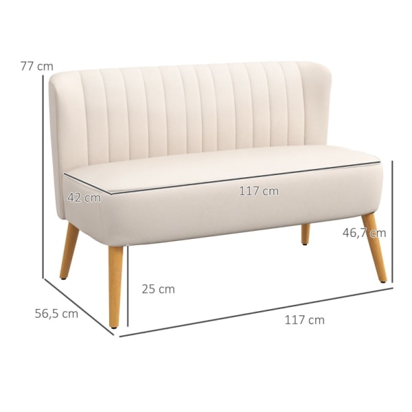 Rootz 2-sits soffa - Retrodesign - Scandi Style - Bekväm stoppning - Maximal stabilitet - Lättskött tyg - 117W x 56,5D x 77H cm