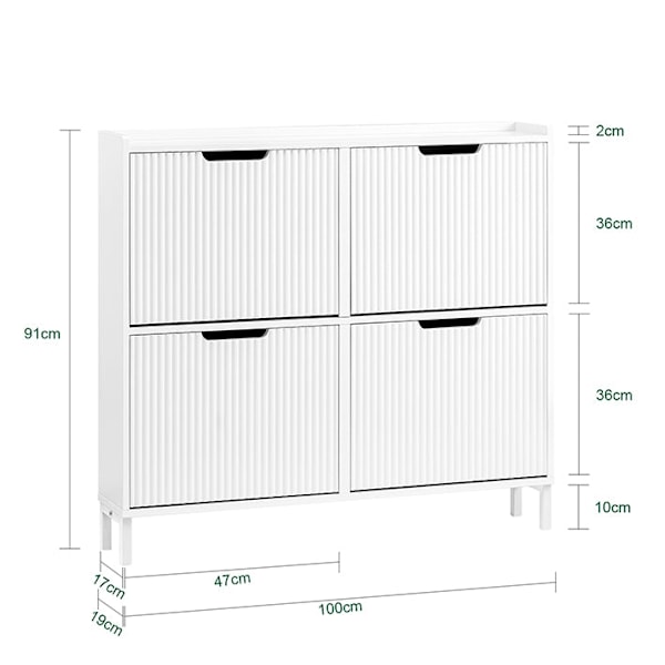 Rootz Rumbesparende skoskab - Skoarrangør - Opbevaringsenhed - MDF & Metal - Kompakt og robust - 100x91x19cm