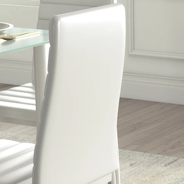 Rootz Dining Group - Matbord med 4 stolar - Modern design - Glasbord - konstläder - Vit - 120cm x 60cm x 97cm