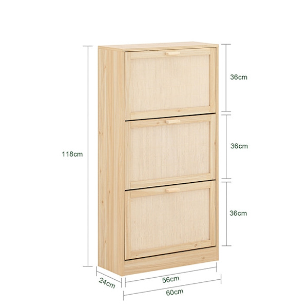 Rootz skoskab - Bambus skostativ - Skoopbevaring - Vippelås - 60 cm x 118 cm x 24 cm - Elegant design - Modstandsdygtig over for skimmelsvamp