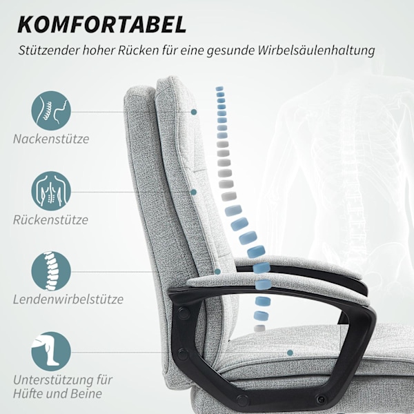 Rootz Office Chair - Desk -stol - Ergonomisk siddepladser - Åndbart stof - 63 cm x 70 cm x 102-112cm