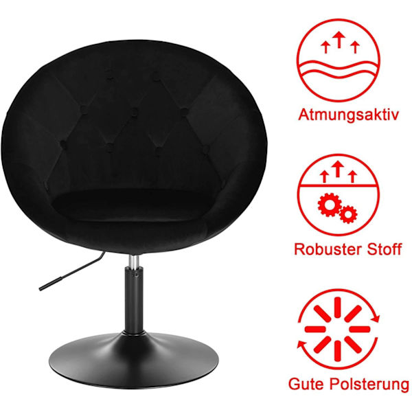 Rootz Velvet Swivel Chair - Kontorsstol - Barpall - Ergonomisk design - Hållbar konstruktion - Justerbar höjd - 46cm x 44cm x 81-93cm