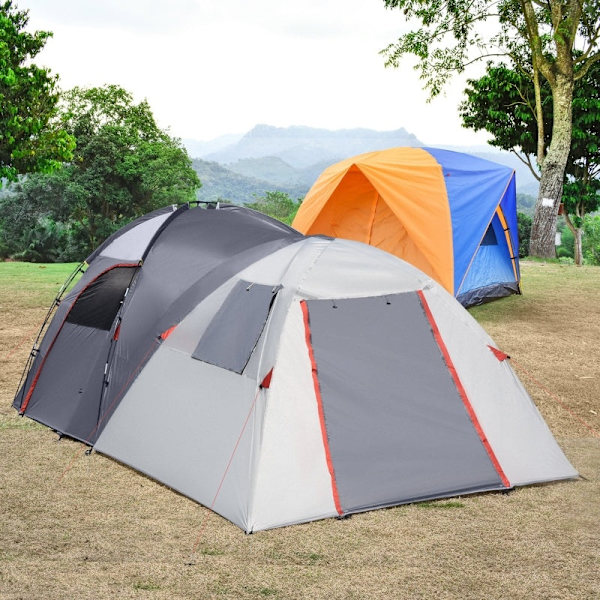Rootz Campingtält för 4-5 personer - Familjetält - Utomhusskydd - Två interiörer - Vattenavvisande - Förbättrad ventilation - 490cm x 250cm x 185cm