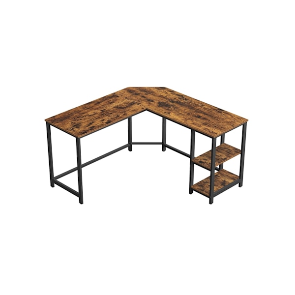 Rootz Industrial Computer Desk - Vintage toimistopöytä - L-muotoinen pöytä - Musta metallirunko - Tilaa säästävä - Säädettävät jalat - Runsaasti säily