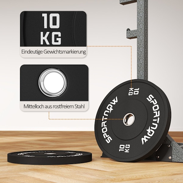 Rootz viktplatta set 2 x 10 kg - hantelvikter - gummi låga brusplattor - Hållbar och brusreducering - Ø45 x 4h cm
