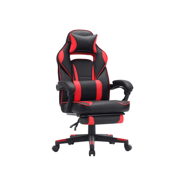 Rootz Racing Style Gaming Stol - Kontorstol - Hvilestol - PU-læder - Ultimativ komfort - Justerbar fodstøtte - Perfekt til arbejde og leg - 67 cm x 66