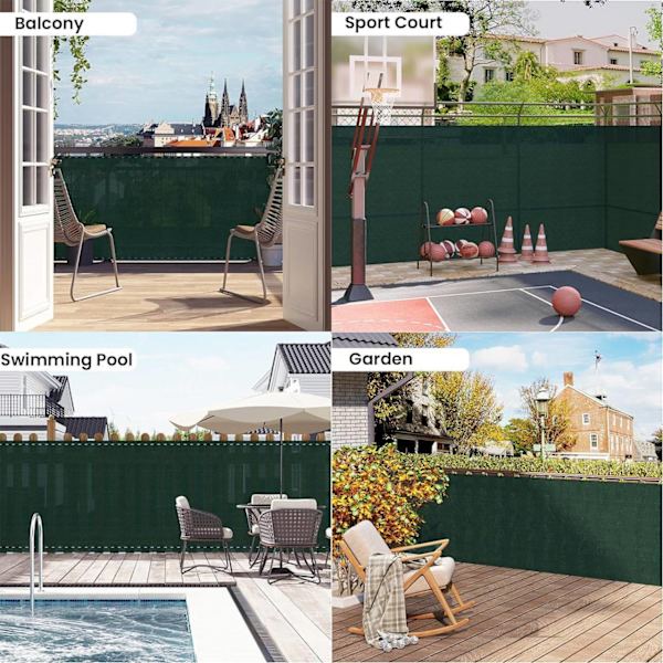 Rootz HDPE Privacy Fence Screen - Solskærm - UV-beskyttelse - Rivebestandig, Vejrbestandig, Nem installation - 1m x 6m til 2m x 25m
