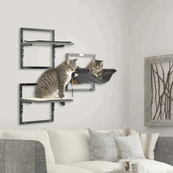 Rootz Cats klättervägg - Klättervägg - 1 hängmatta - 2 plattform