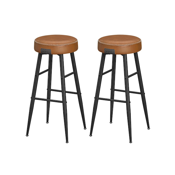 Rootz 2-delade Barstolar - Kökspallar - Counter Height Stolar - Stålstomme - Högelastiskt skum - PU syntetiskt läder - Plywood - 51,6 cm x 51,6 cm x 7