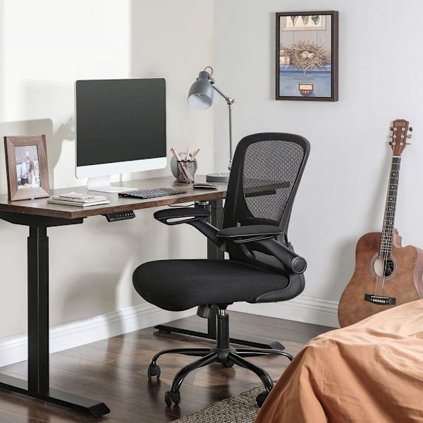 Rootz Kontorstol - Kontorstol med opklappelige armlæn - Ergonomisk kontorstol - Mesh-kontorstol - Arbejdskontorstol - Drejelig kontorstol - Computerst