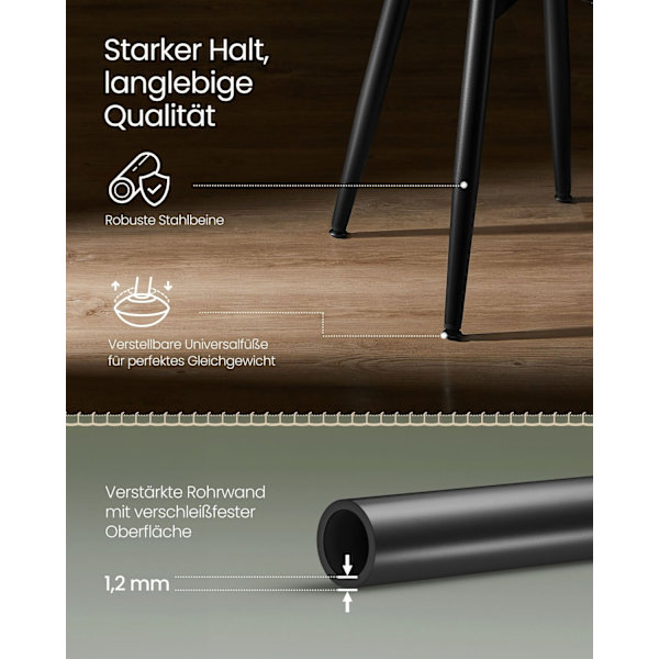 Rootz Forest Green Steel Barstolset - Bänkpall - Kökspall - 58D gjutet skum - PU syntetiskt läder - Plywood - 48cm x 48cm x 48,2cm - Lättvikt - Robust
