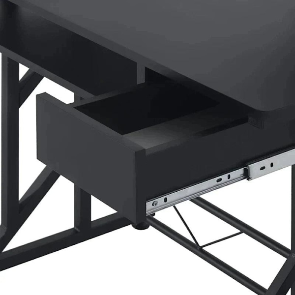 Rootz computerbord - Arbejdsbord med hylder og skuffer - Kontorbord - Studiebord - Skydetastaturbakke - Kontor - Hjem - Sort - 90 x 50 x 95 cm