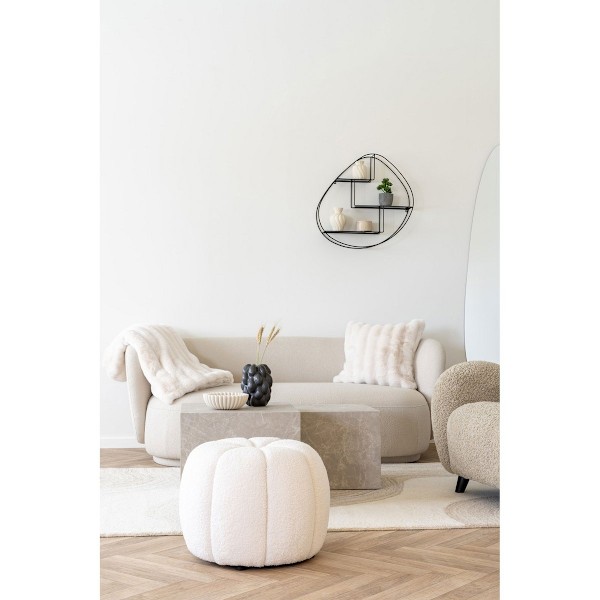 Rootz Off -White Pouf - Ottoman - Jaloskivi - Mukavuus ja tyyli - 48 cm x 38cm x 48cm
