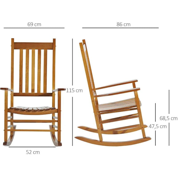 Rootz gungstol - veranda gungstol - avkopplande gungstol - gungstol - poppelträ - natur - 69 x 86 x 115 cm