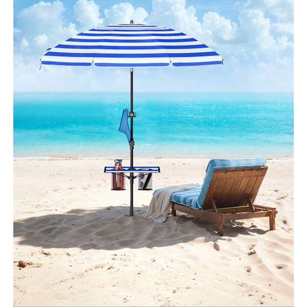 Rootz Säädettävä Parasol - Auringonpohja - Ulkon sateenvarjo - Korkeus säädettävä - 160 cm x 158-206 cm - sinivalkoinen